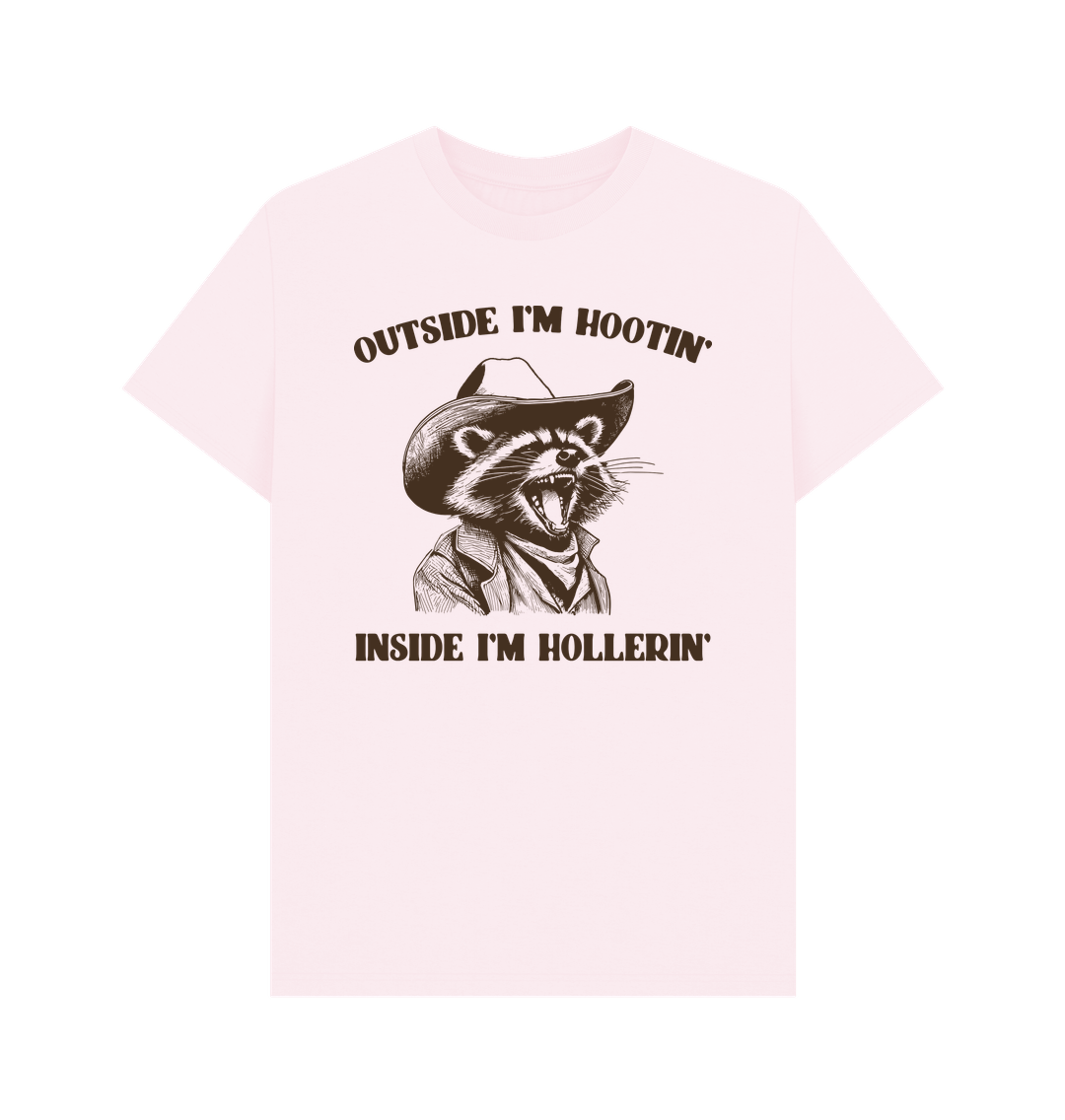 Pink Outside I'm Hootin' Inside I'm Hollerin' Cotton T-shirt